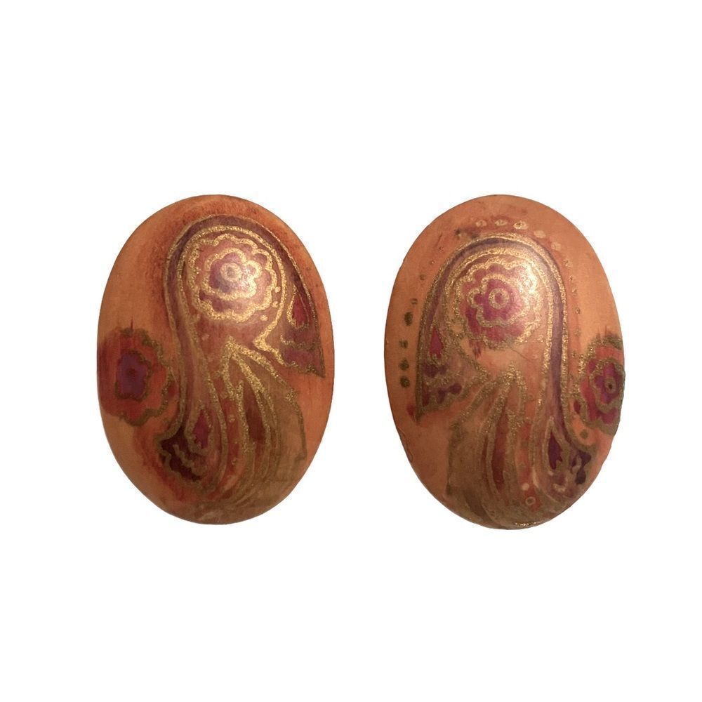 Vintage Wood Painted Earrings
